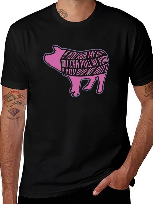Funny BBQ Pig T-Shirt: Rub My Butt Pull My Pork