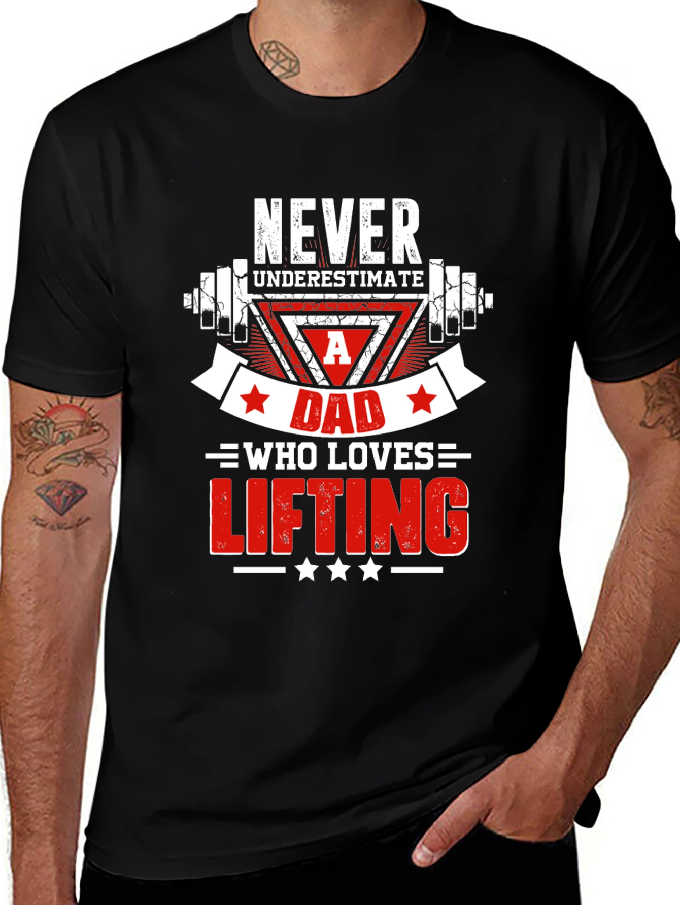 Never Underestimate Dad Who Loves Lifting T-Shirt