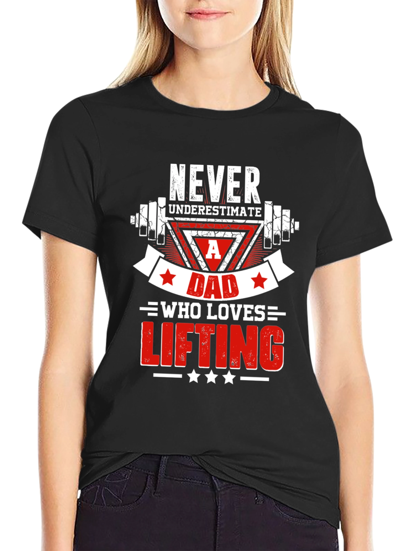 Never Underestimate Dad Who Loves Lifting T-Shirt