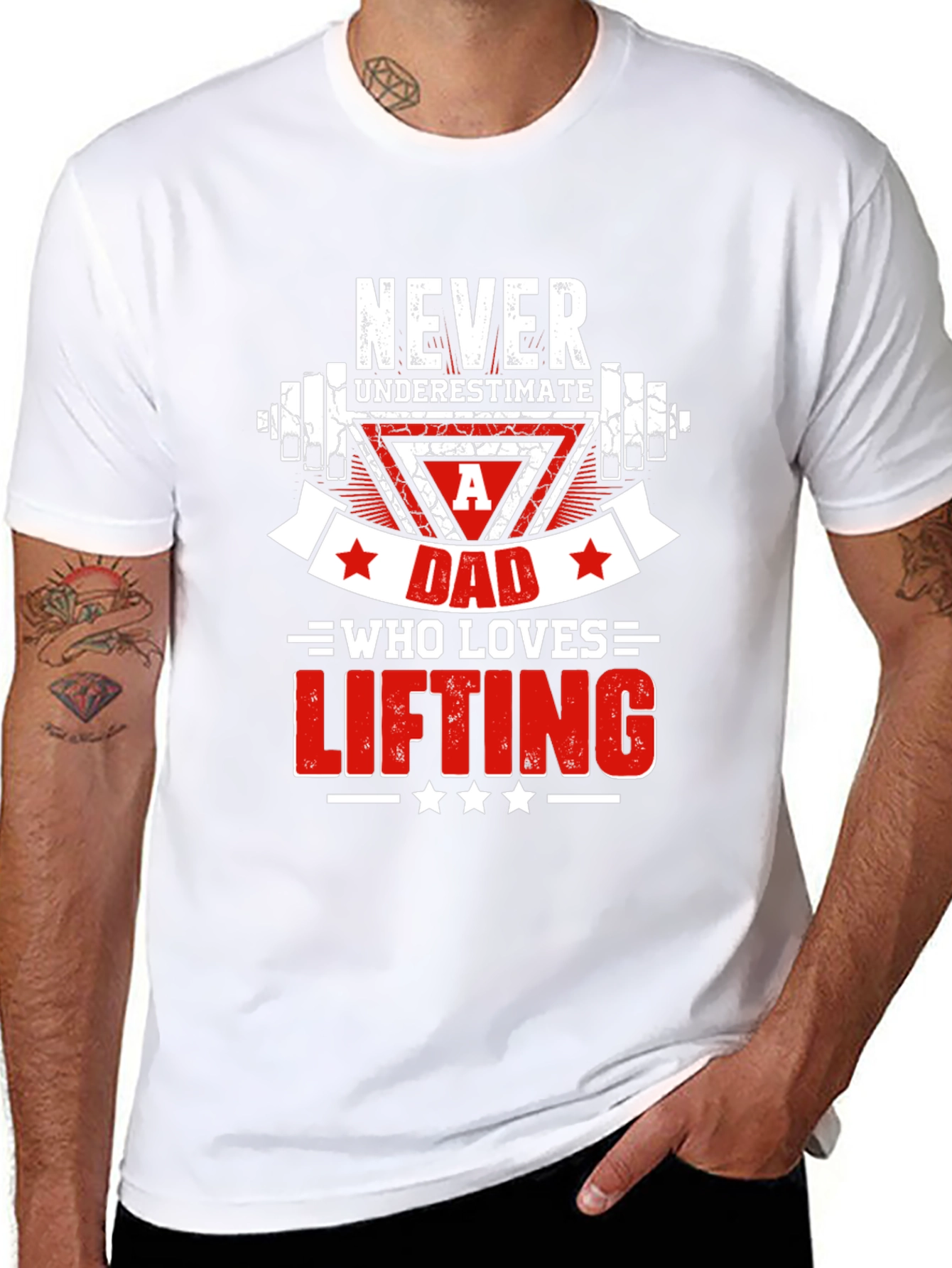 Never Underestimate Dad Who Loves Lifting T-Shirt