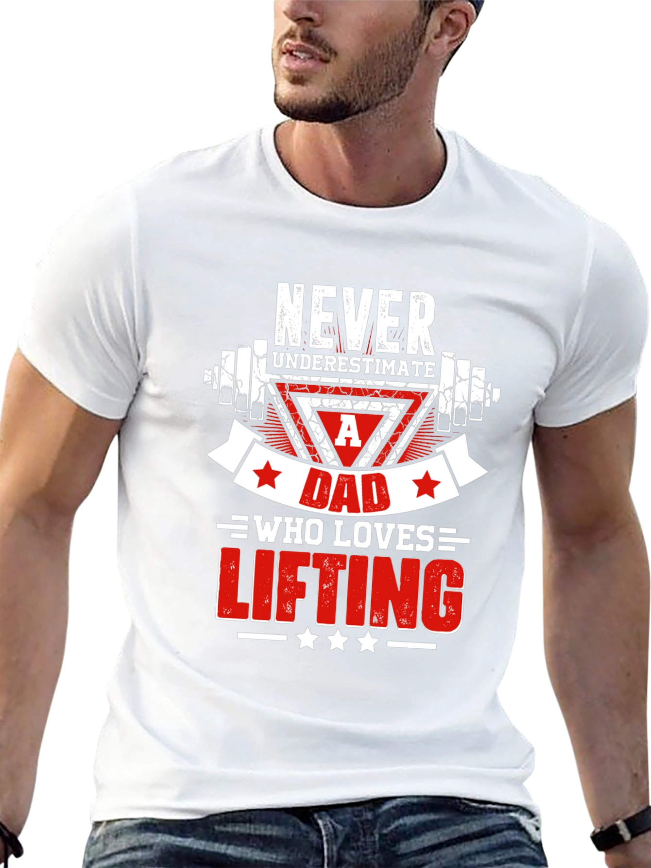 Never Underestimate Dad Who Loves Lifting T-Shirt