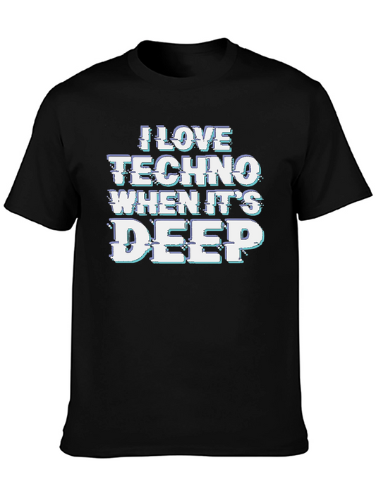 I Love Techno Deep Mens Black Graphic Tee