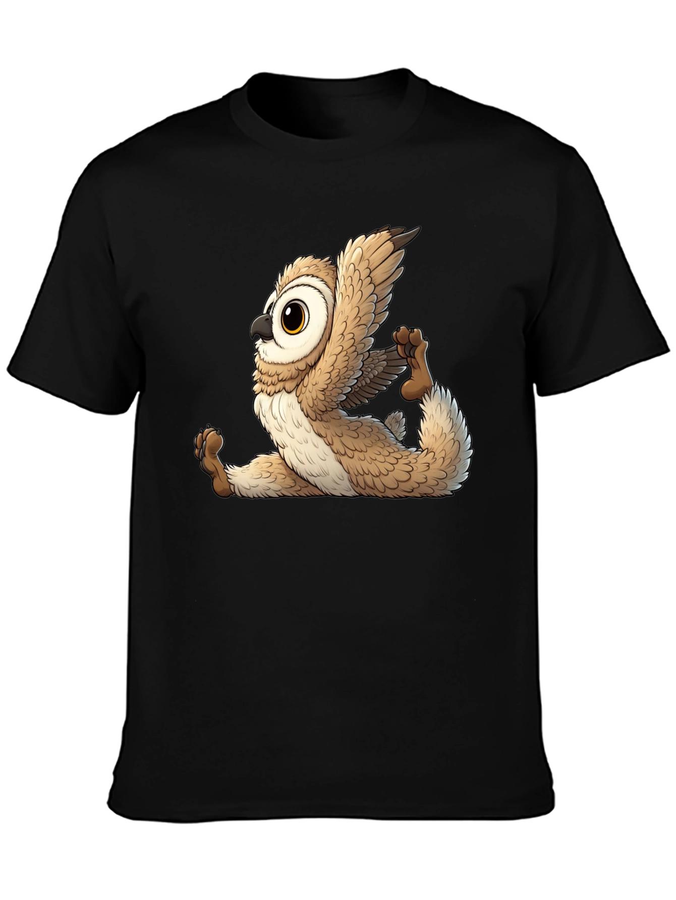 Yoga Owl Graphic Tee - Black Cotton Blend