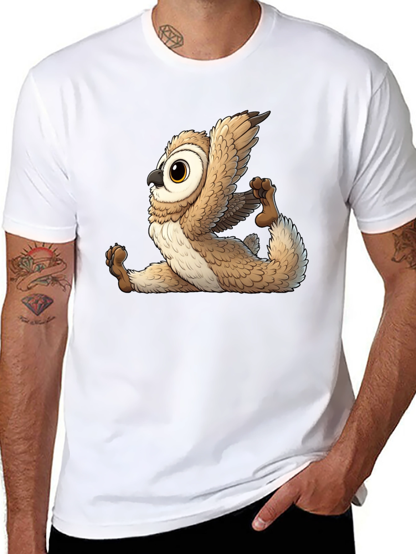 Yoga Owl Graphic Tee - Black Cotton Blend