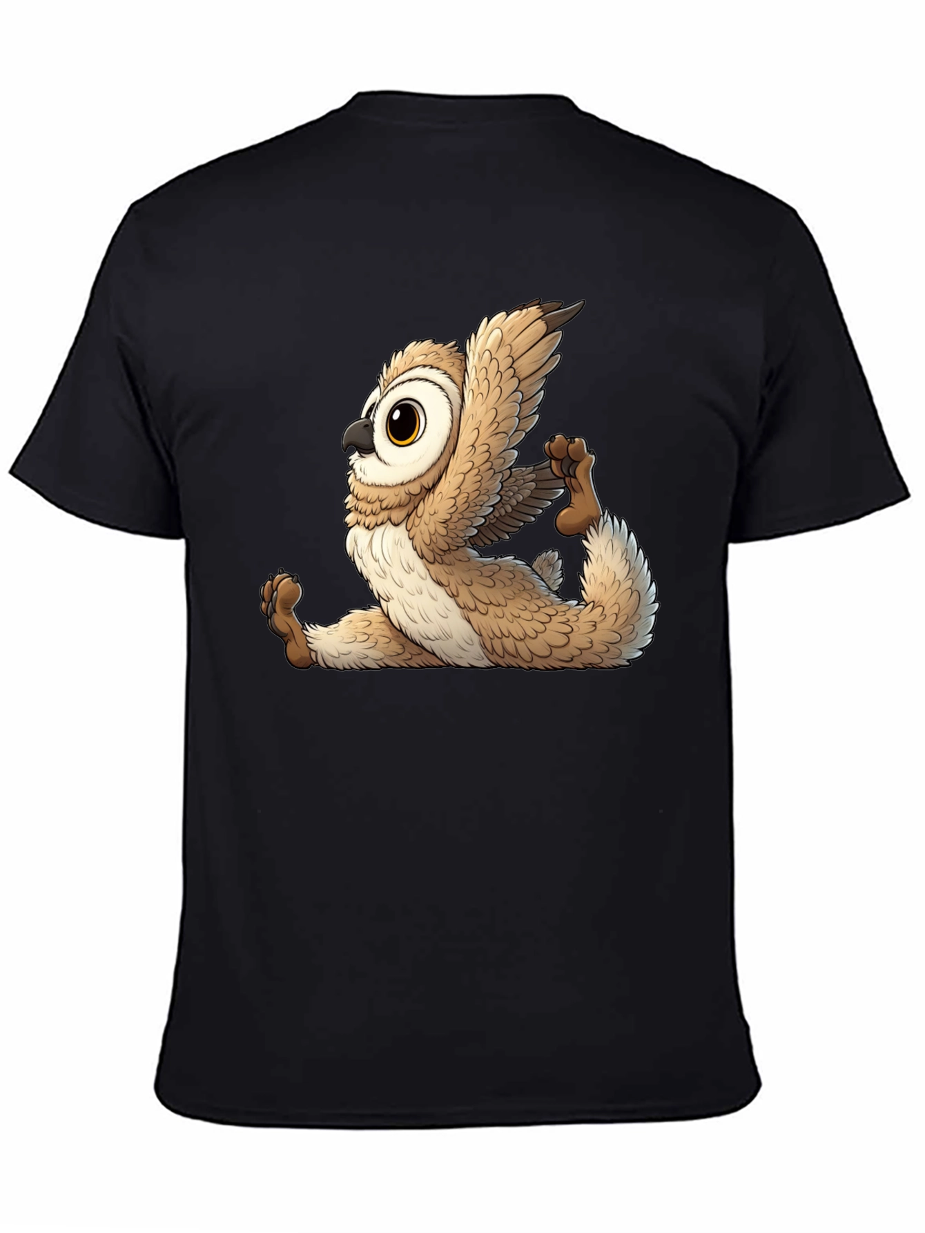 Yoga Owl Graphic Tee - Black Cotton Blend