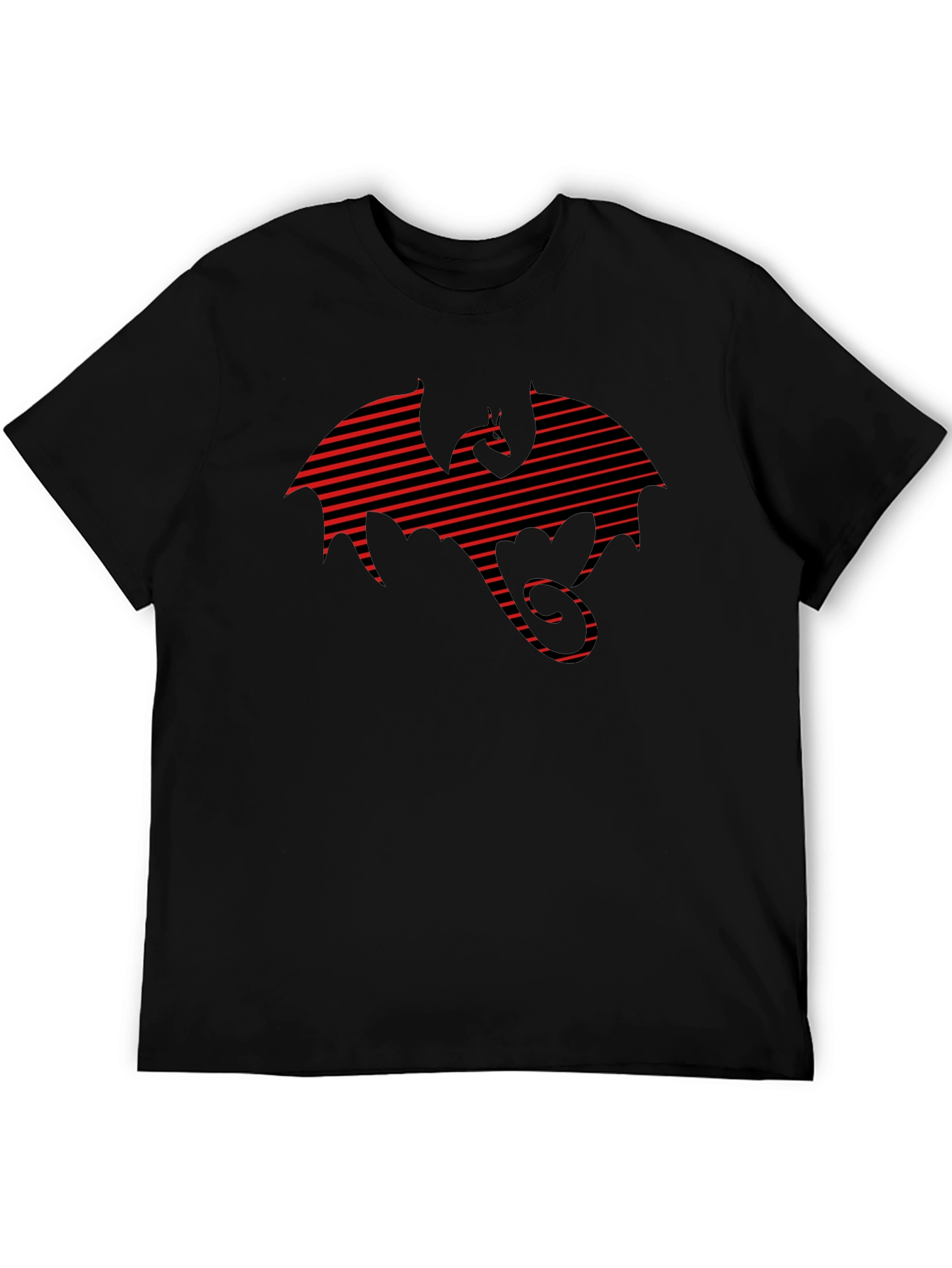 Striped Dragon Tee - Graphic Print T-Shirt