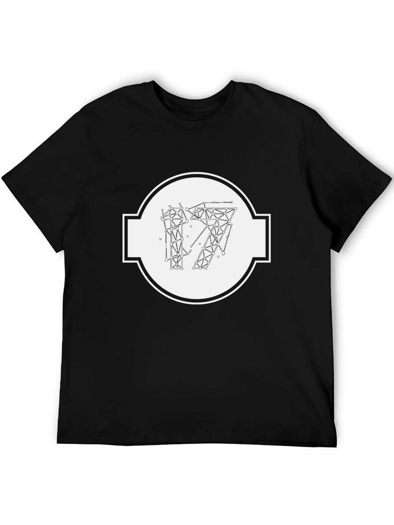 Geometric 17 Graphic Print Black T-Shirt