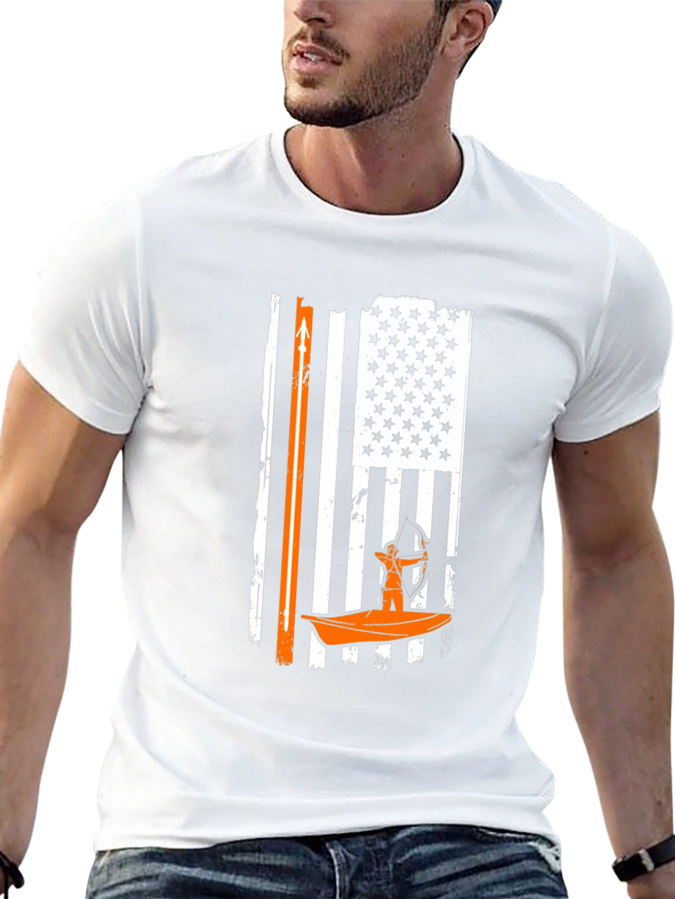 Kayak Fishing American Flag Graphic Tee
