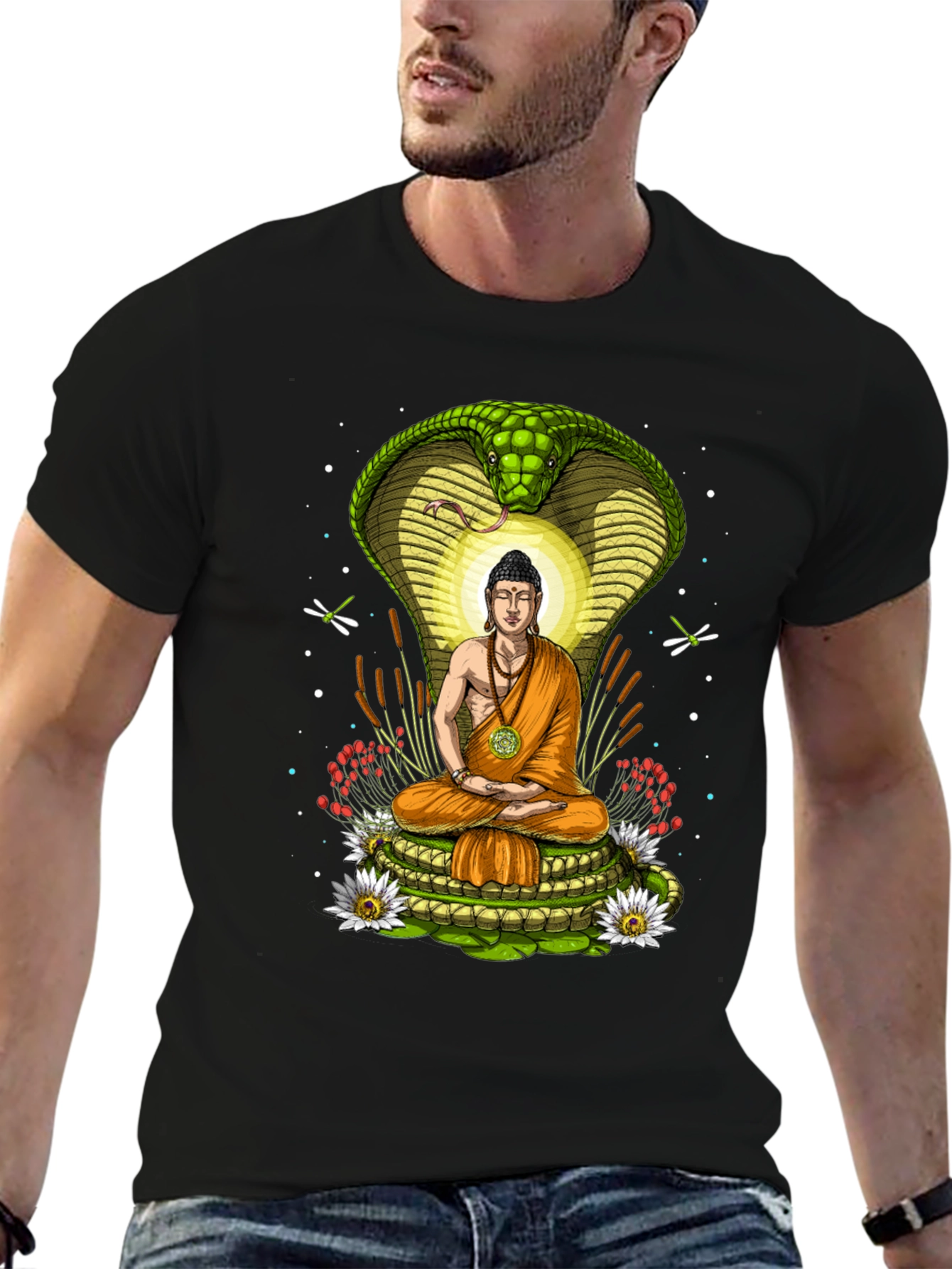 Buddha Cobra T-Shirt - Meditating Under Protection