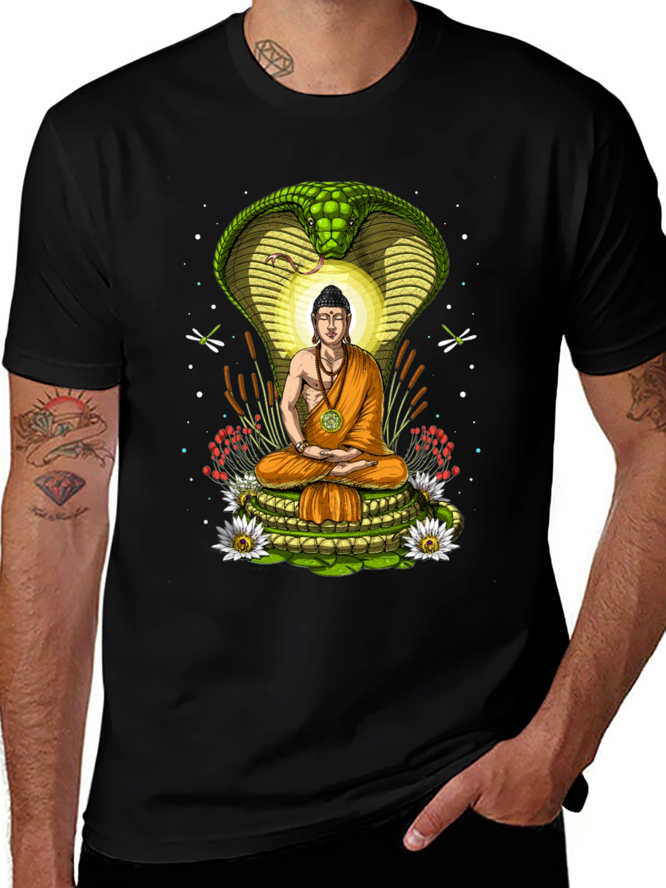 Buddha Cobra T-Shirt - Meditating Under Protection