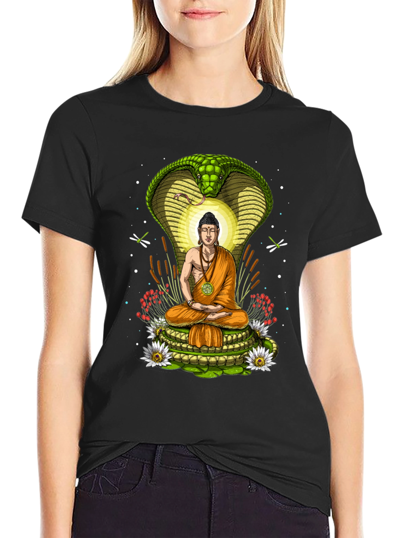 Buddha Cobra T-Shirt - Meditating Under Protection