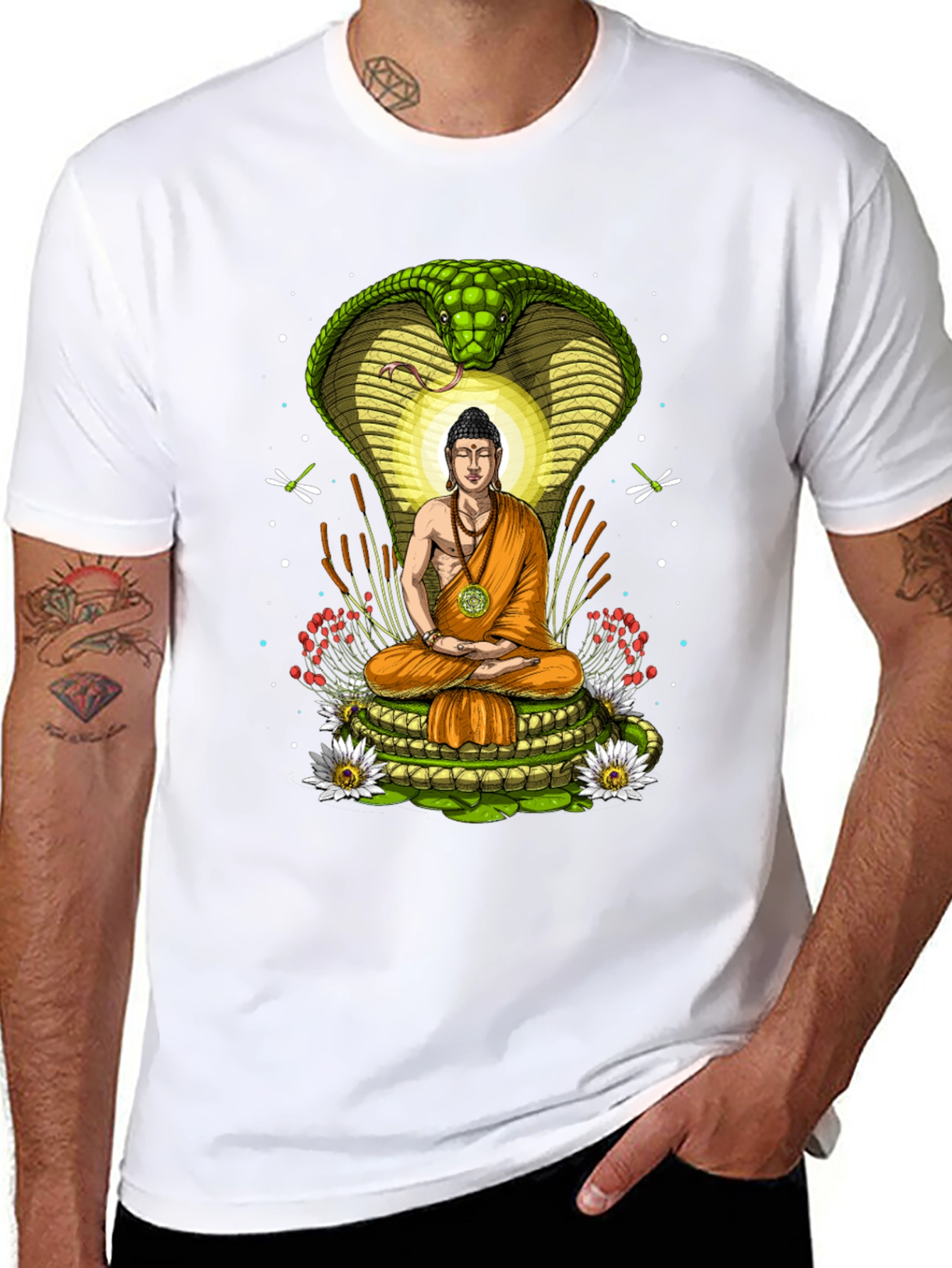 Buddha Cobra T-Shirt - Meditating Under Protection