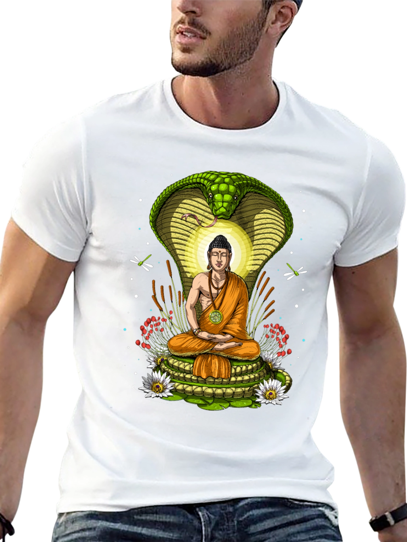 Buddha Cobra T-Shirt - Meditating Under Protection
