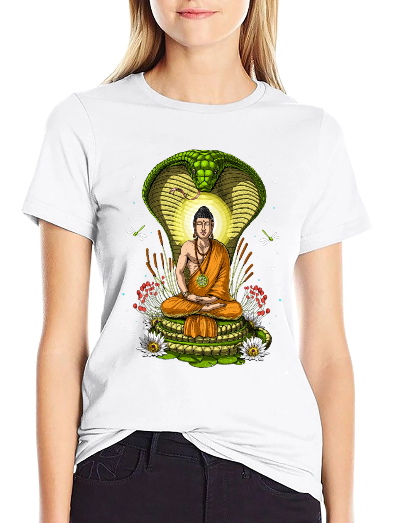 Buddha Cobra T-Shirt - Meditating Under Protection