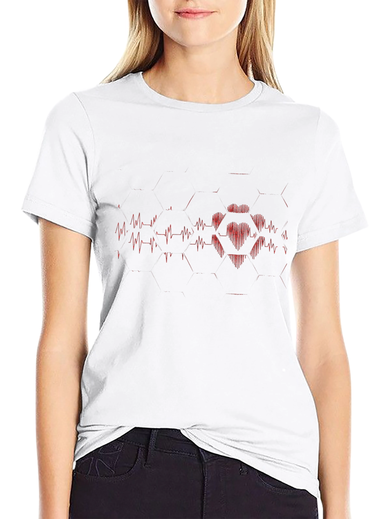 Heartbeat Hex Graphic Tee - Stylish Black Cotton Shirt