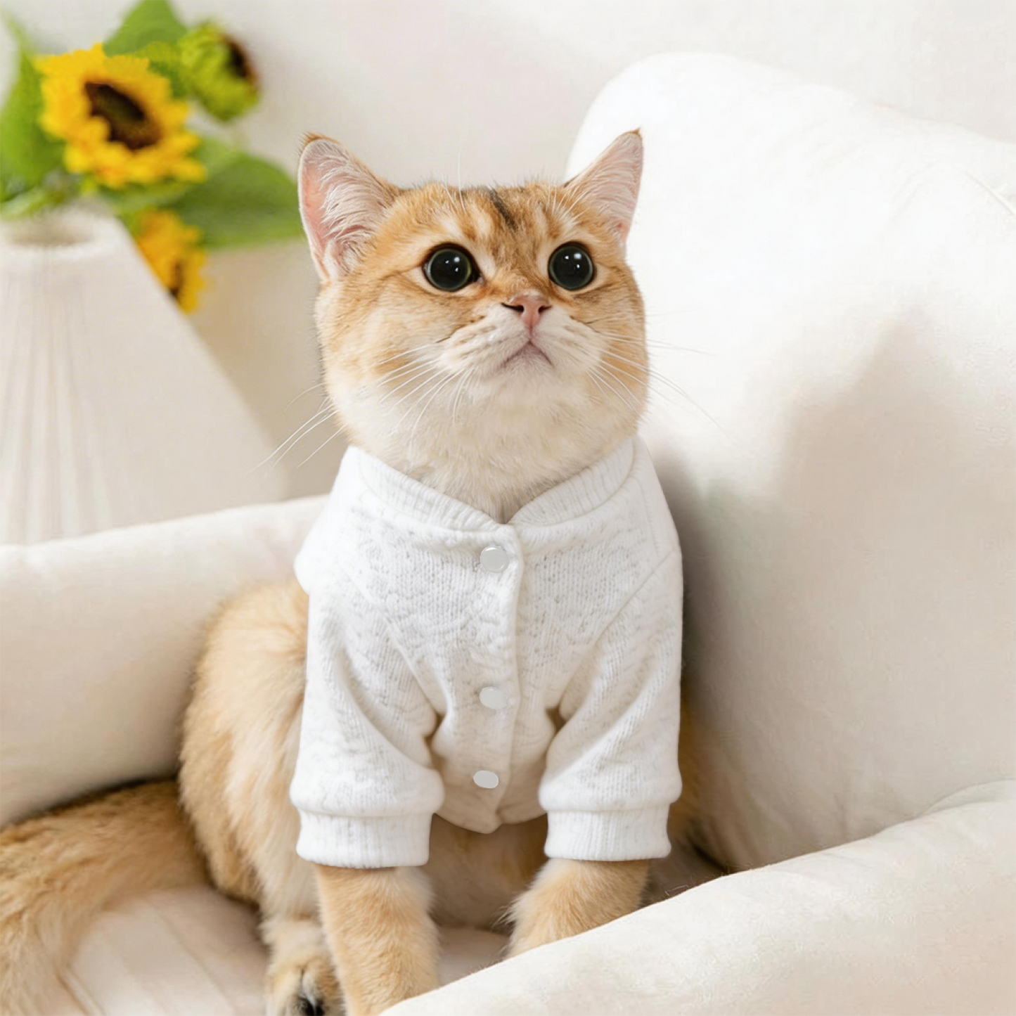 Stylish Solid Color All?Match Pet Cardigan Sweater