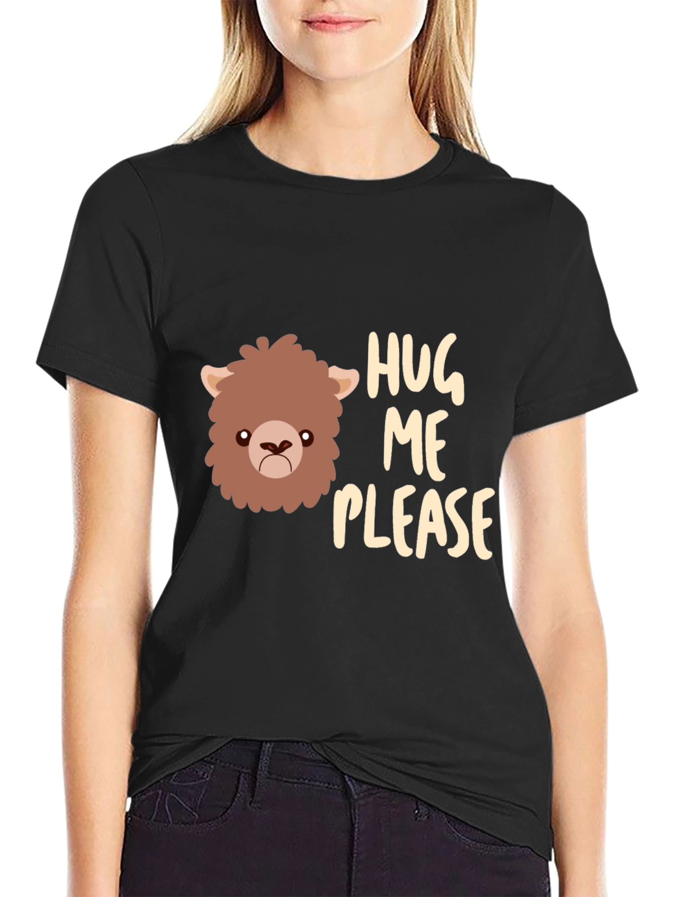Hug Me Please Black T-Shirt