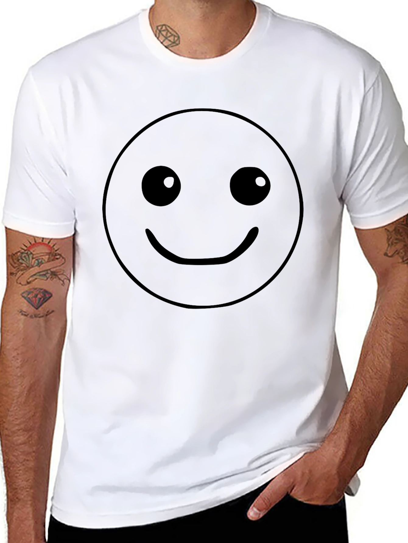 Smiley Face Black T-Shirt - Classic Emoji Graphic Tee