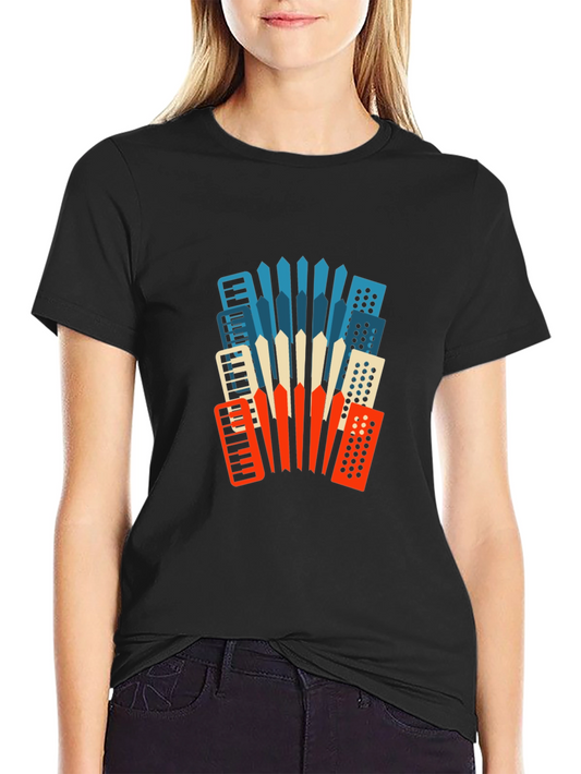 Accordion Graphic Print Black T-Shirt