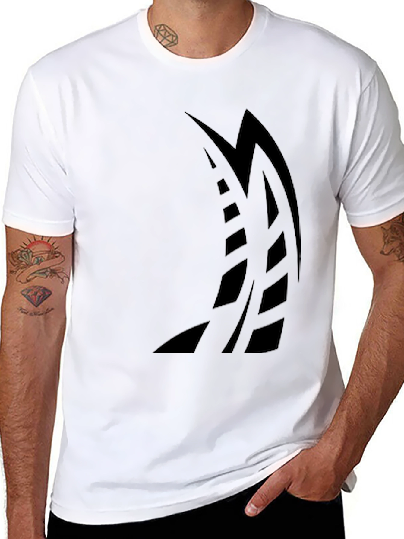 Mens Black Graphic Tee - Abstract Sailboat Design