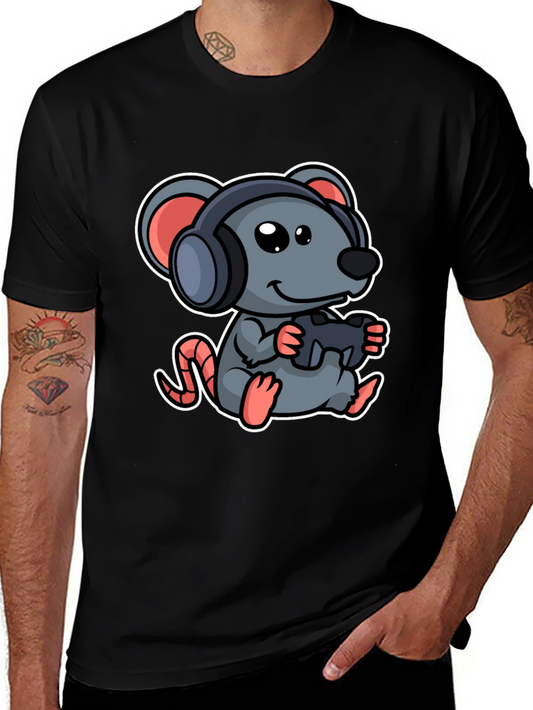 Gamer Mouse Graphic Tee - Playful Cartoon Design
