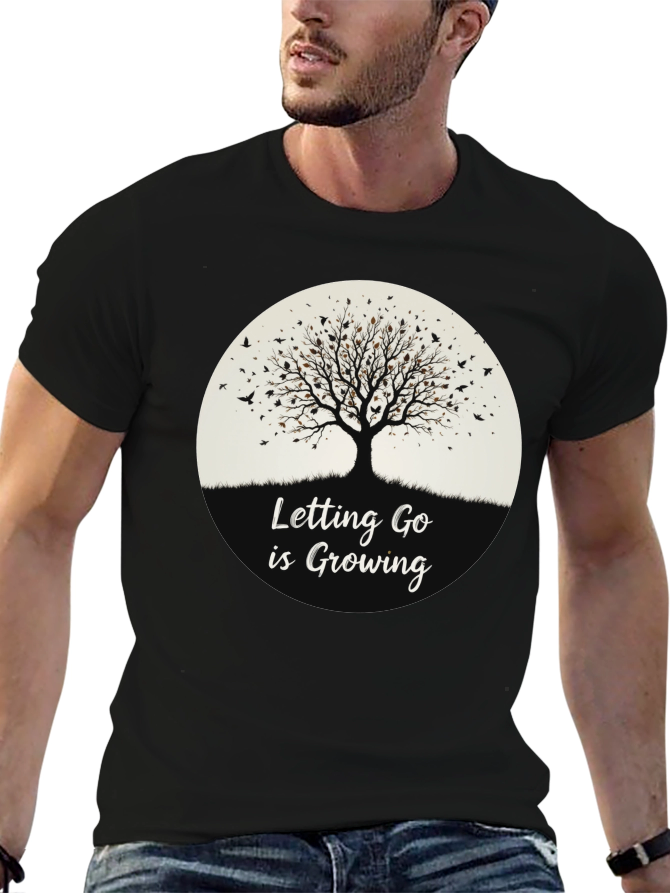 Letting Go is Growing Black Graphic Tee