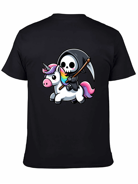 Grim Reaper Unicorn T-Shirt - Cute Cartoon Style