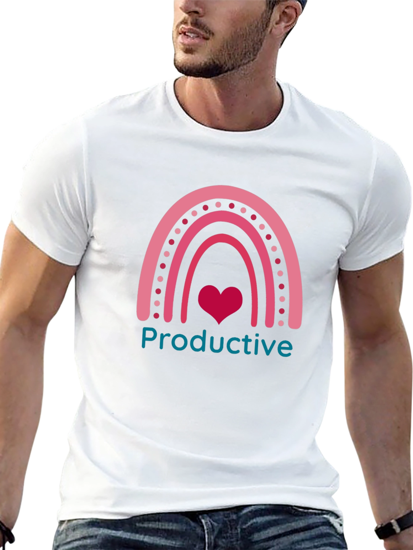 Productive Rainbow Heart Graphic T-Shirt