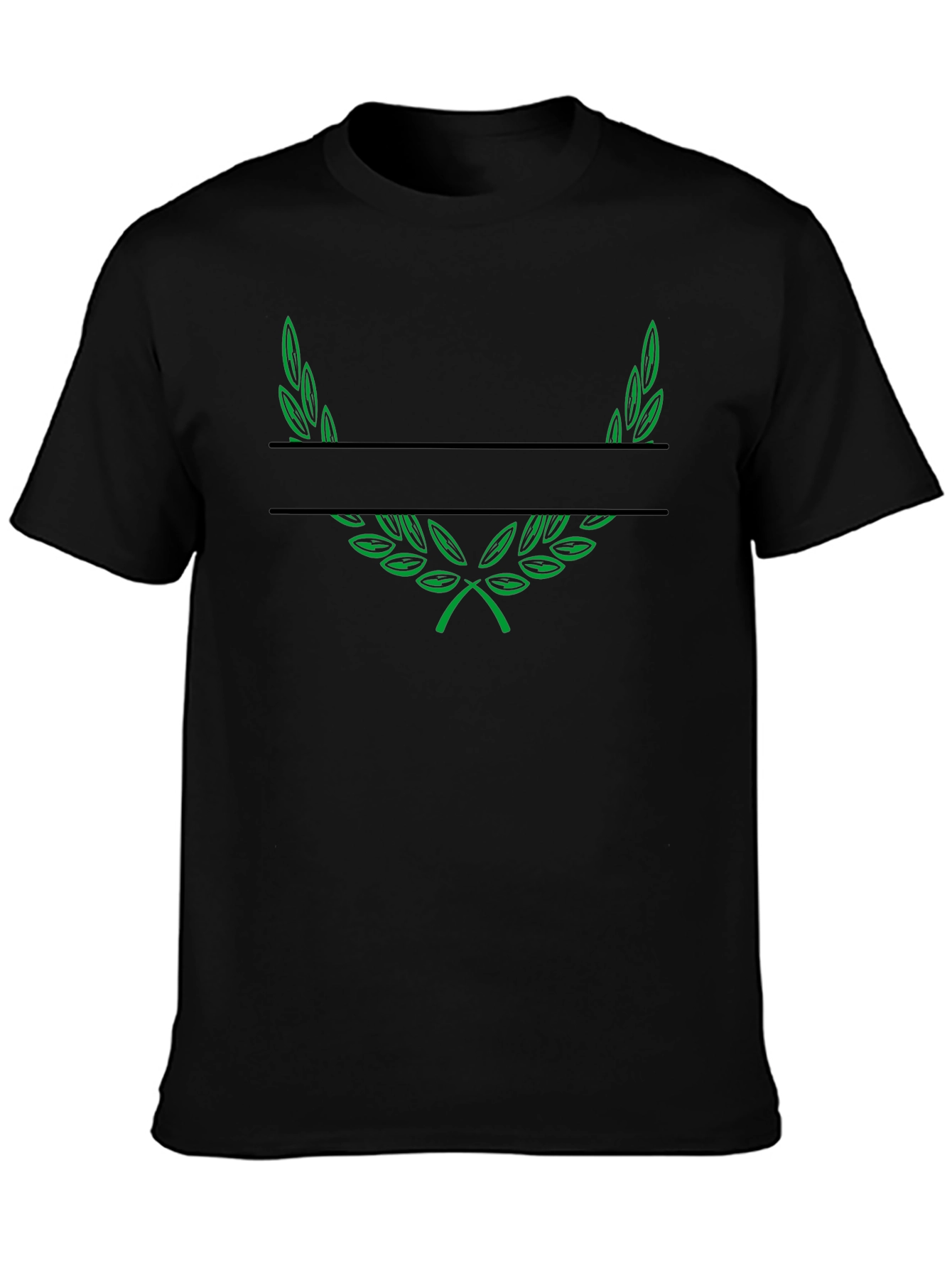 Green Laurel Wreath Black T-Shirt