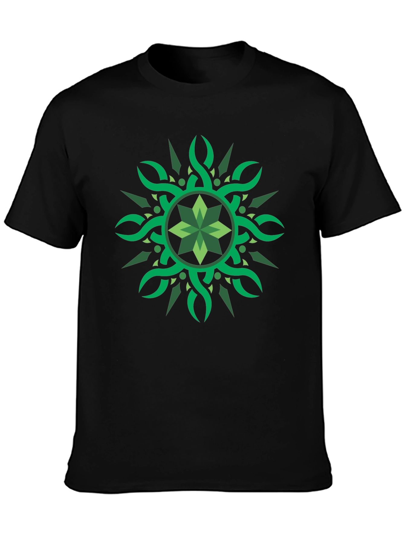 Green Celtic Knot Graphic Black T-Shirt