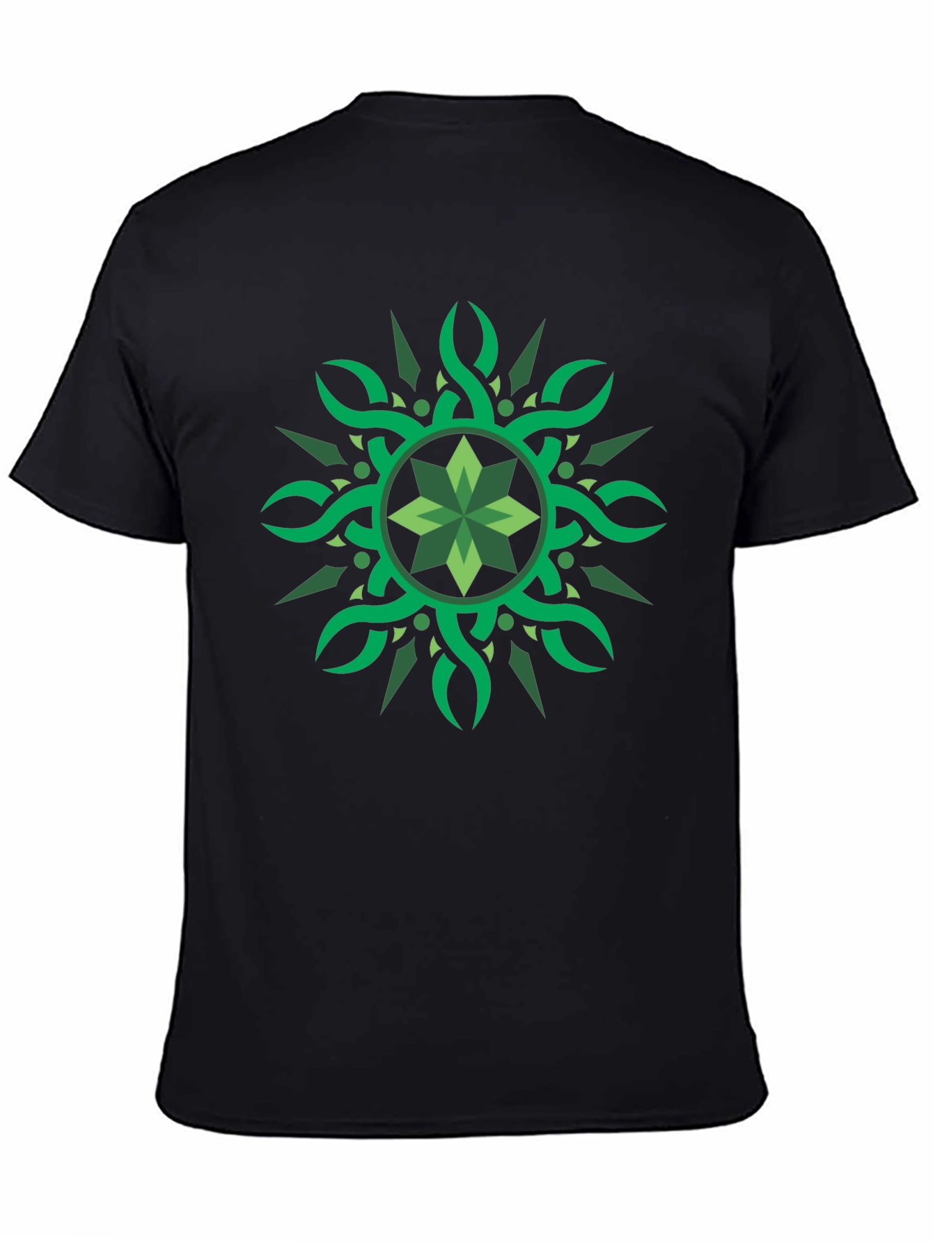 Green Celtic Knot Graphic Black T-Shirt