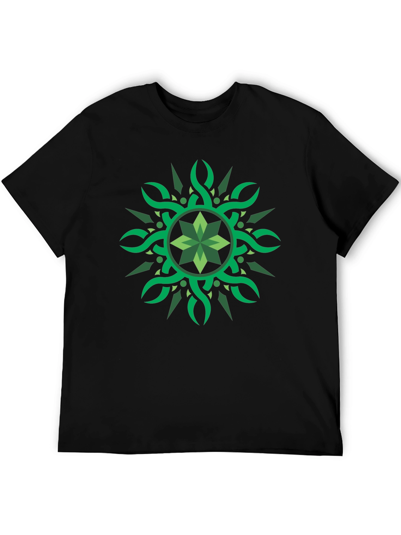 Green Celtic Knot Graphic Black T-Shirt