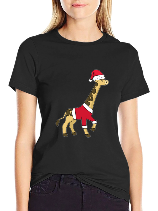 Festive Giraffe Santa Shirt - Holiday Cheer