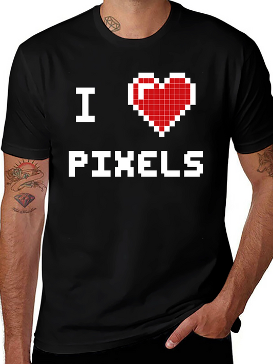 I Love Pixels Graphic T-Shirt - Gamer Tee