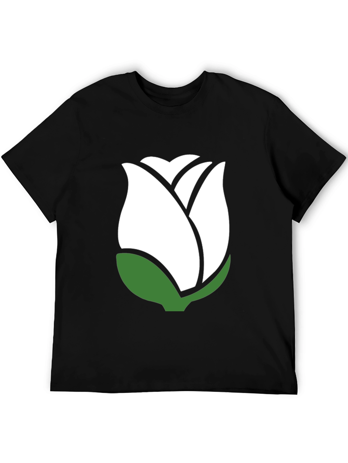 White Rose Graphic Black T-Shirt - Stylish Casual Wear