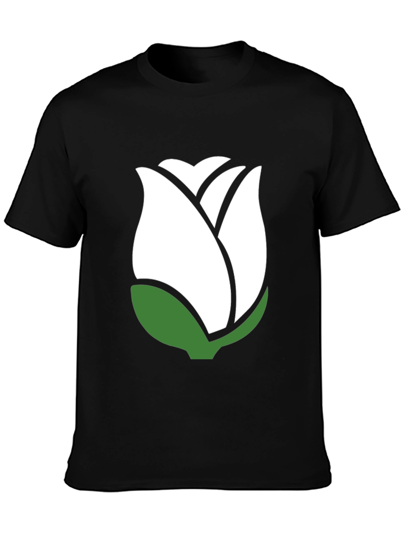 White Rose Graphic Black T-Shirt - Stylish Casual Wear