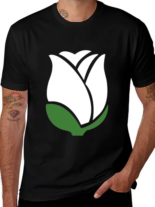 White Rose Graphic Black T-Shirt - Stylish Casual Wear