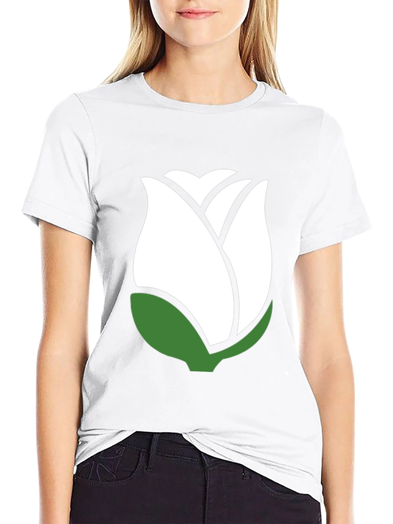 White Rose Graphic Black T-Shirt - Stylish Casual Wear