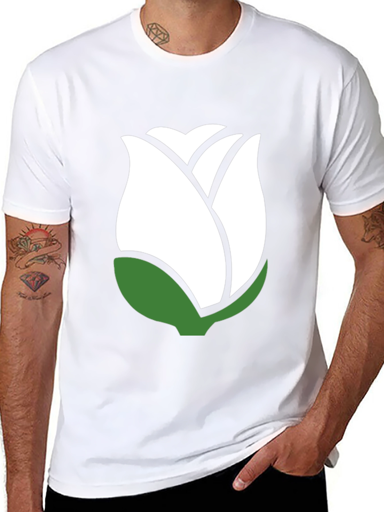 White Rose Graphic Black T-Shirt - Stylish Casual Wear