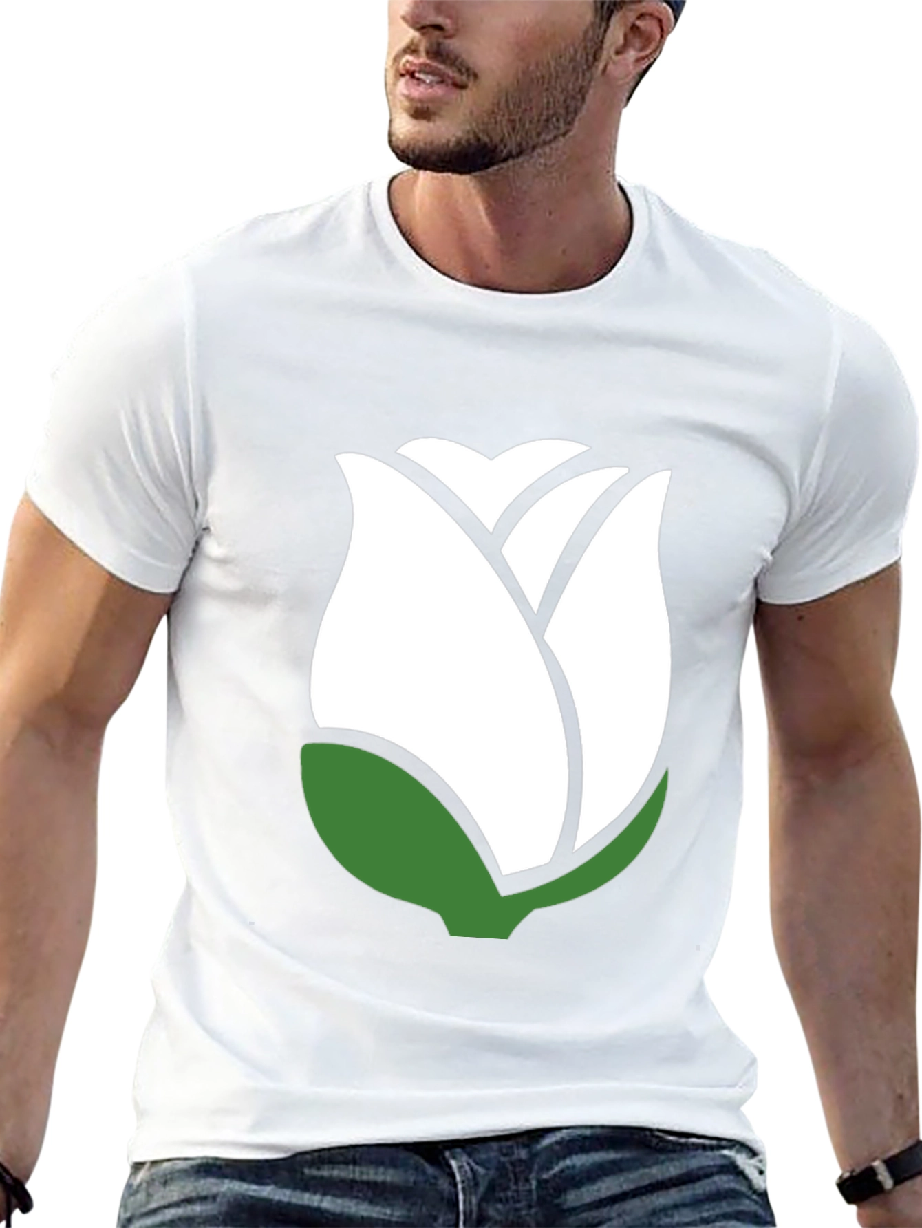 White Rose Graphic Black T-Shirt - Stylish Casual Wear