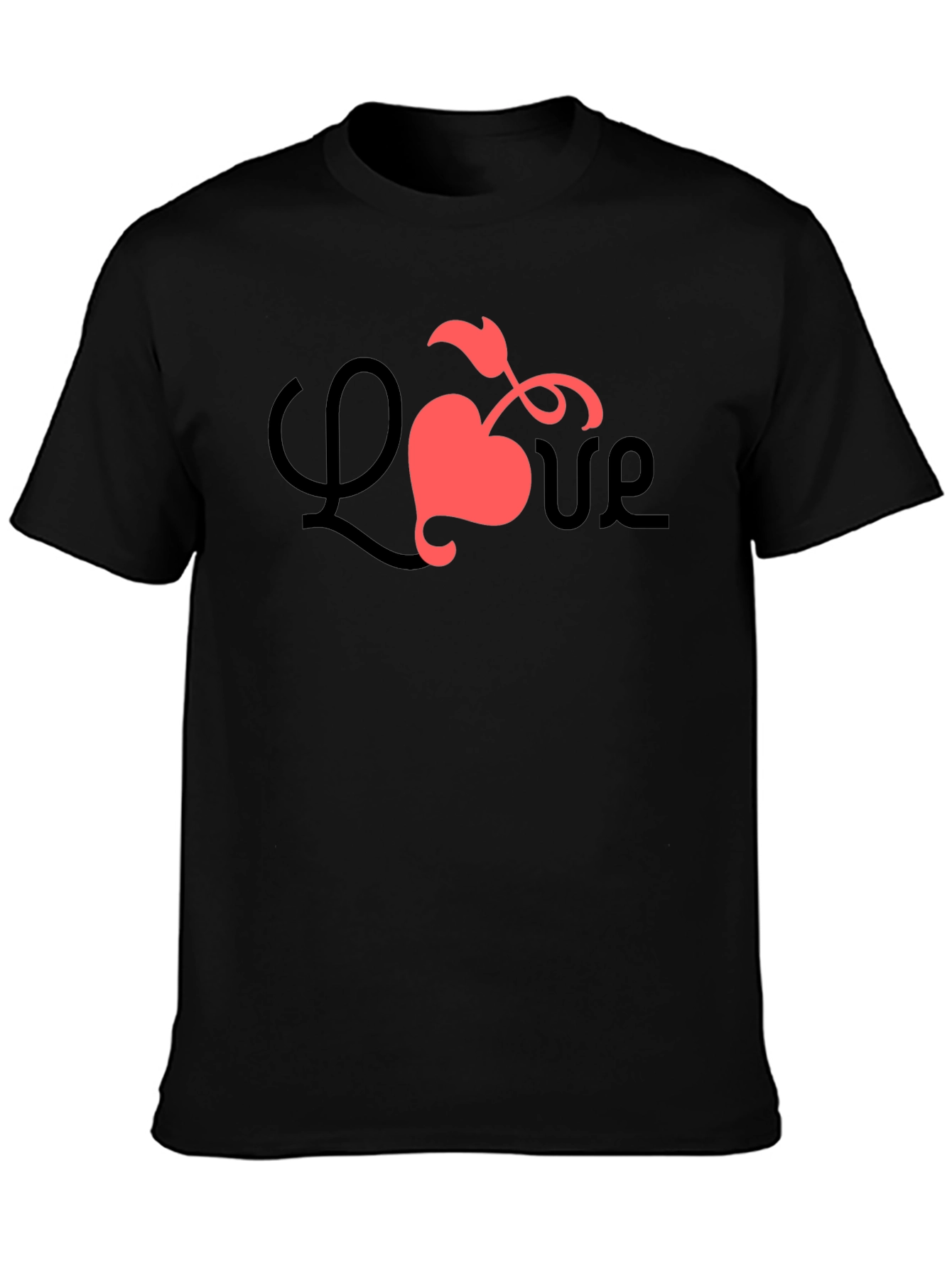 Love Heart Graphic Tee - Black Casual Shirt