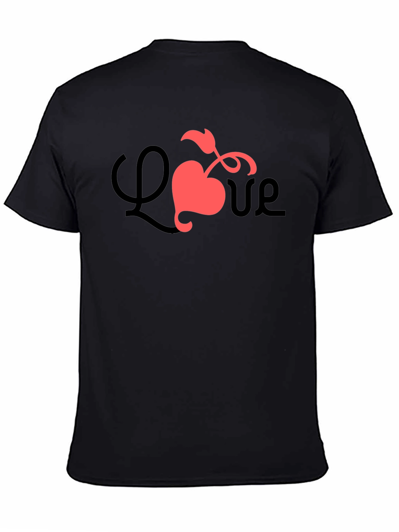 Love Heart Graphic Tee - Black Casual Shirt
