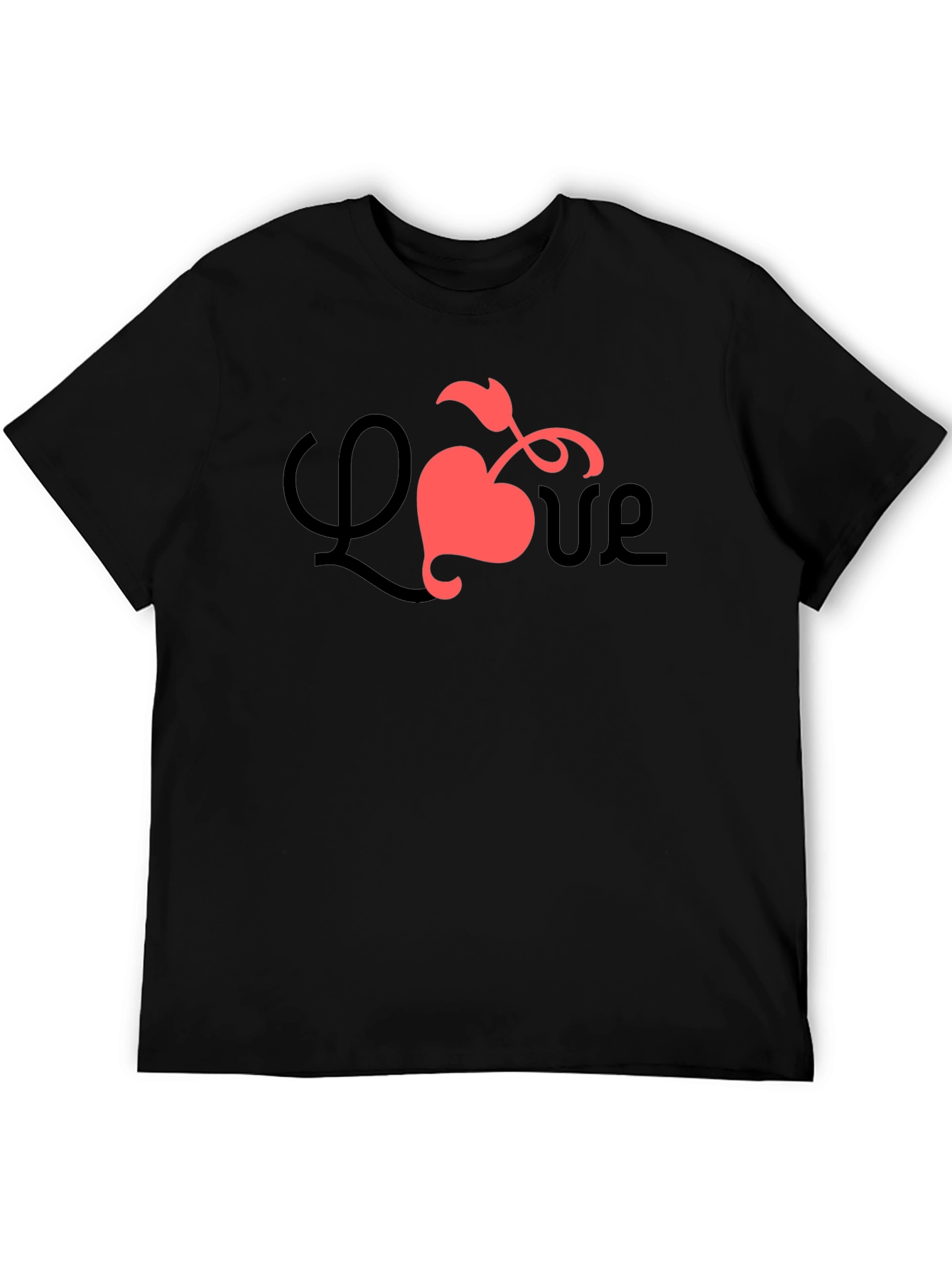 Love Heart Graphic Tee - Black Casual Shirt