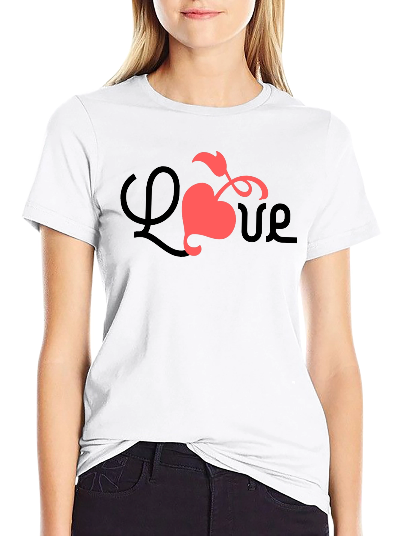 Love Heart Graphic Tee - Black Casual Shirt