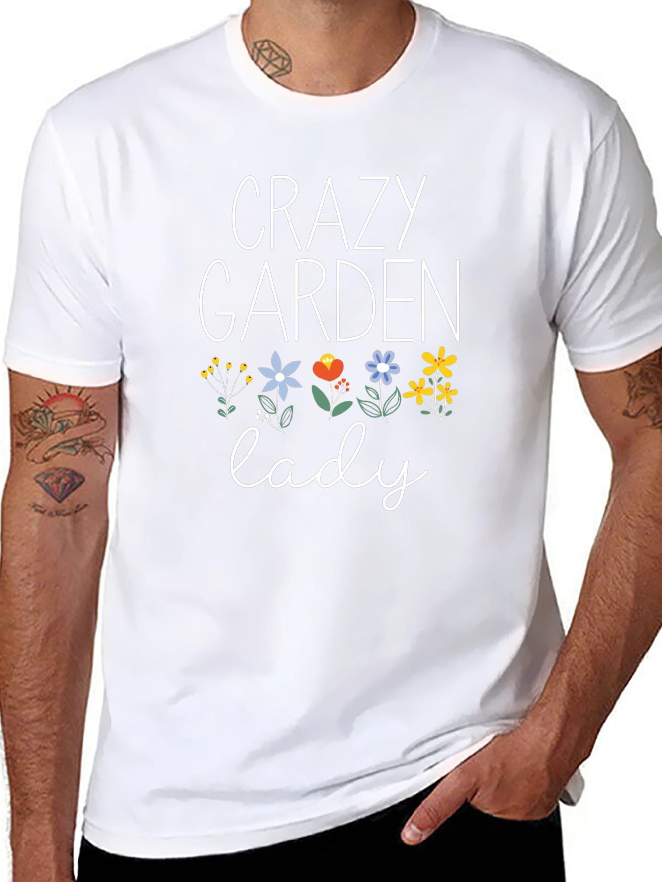 Crazy Garden Lady Floral Graphic T-Shirt