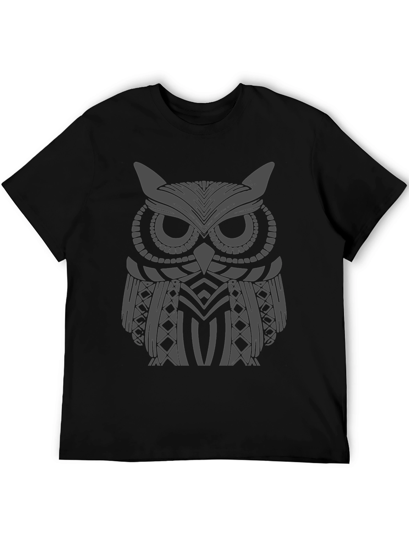 Owl Graphic Print Mens Black T-Shirt