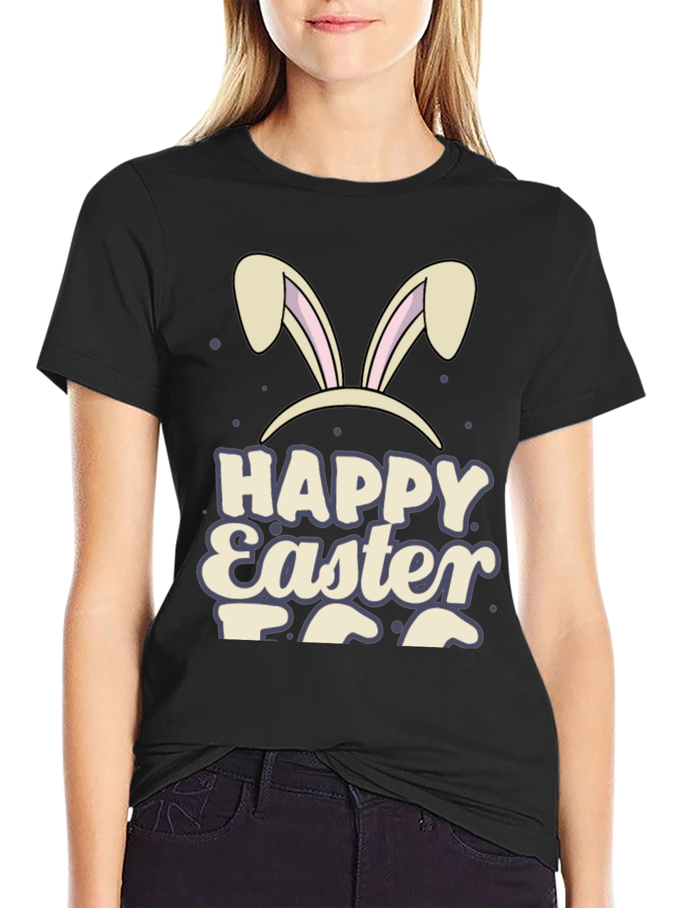 Happy Easter Bunny Ears Graphic T-Shirt