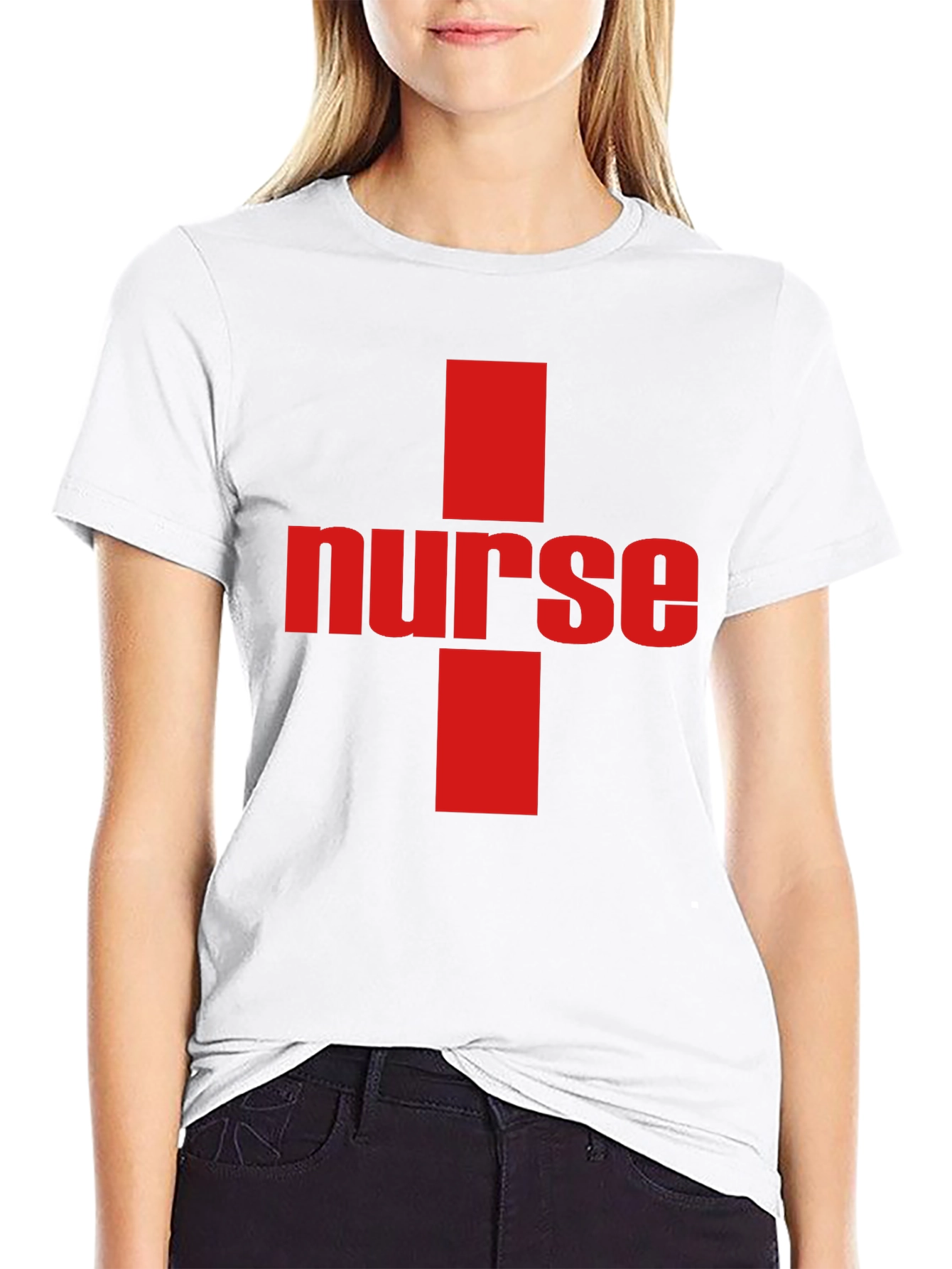 Nurse Cross Graphic Tee - Black Cotton T-Shirt