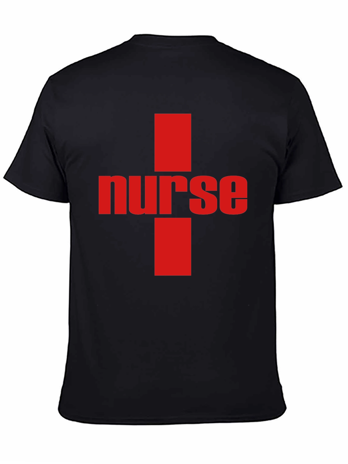 Nurse Cross Graphic Tee - Black Cotton T-Shirt