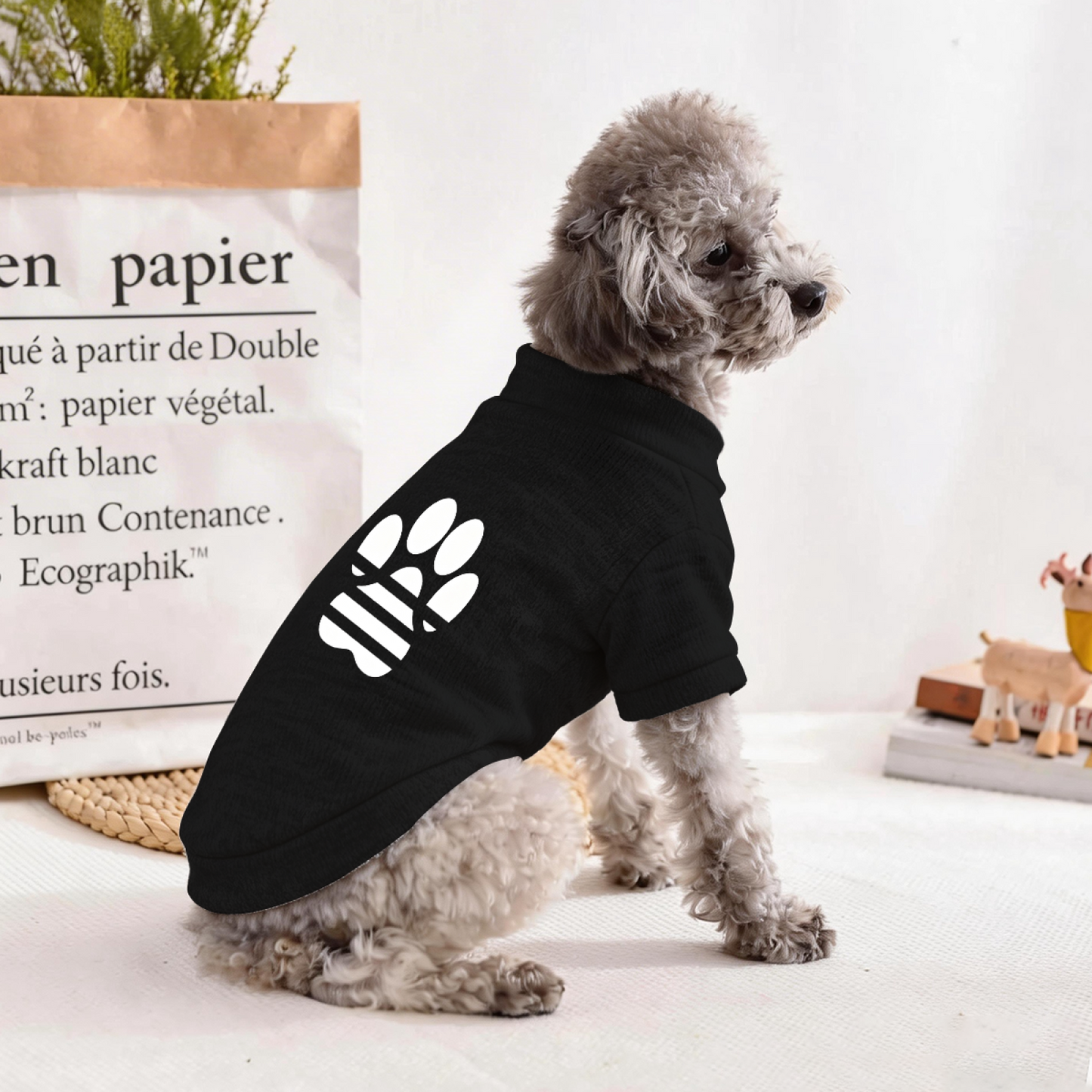 Striped Paw Print Stylish Black Pet Warm Cardigan